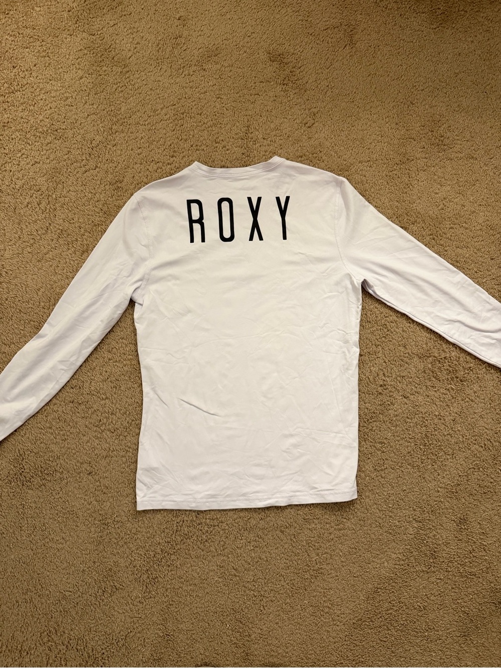 Roxy Men's Long Sleeve Crew Tee - White with Black Logo - Picture 2 of 3